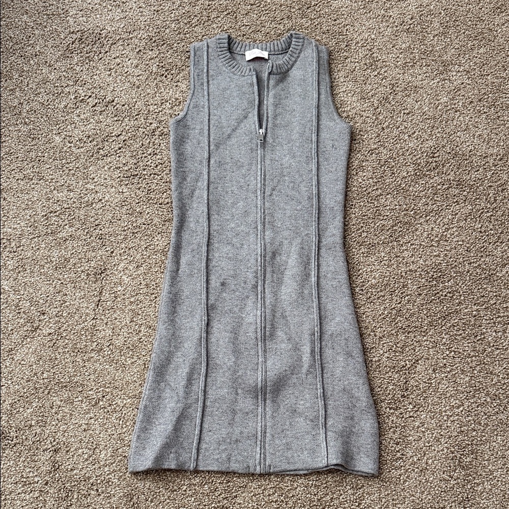 Pink Lily Gray Zip-Up Mini Dress